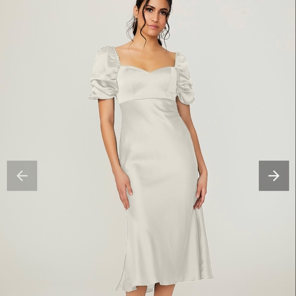 Silky Satin White Midi Dress - Picture 1 of 2